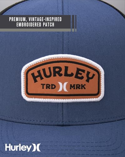 Image of Hurley Men's Trucker Hat - Curved Bill Regular Fit Left Coast Baseball Cap for Men - Snap Back Mesh Panel Ball Cap