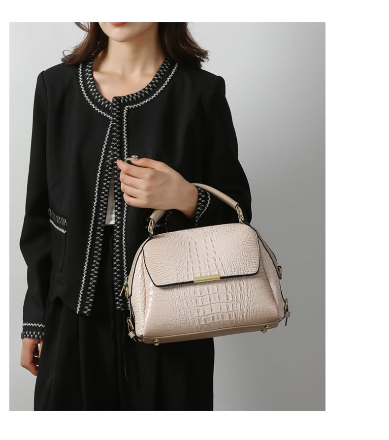 Image of Women's Crocodile Style Handbags: Fashionable Large Capacity Tote Bags with Adjustable Shoulder Strap