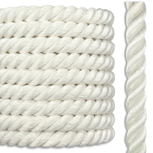 Twisted 100% Nylon Rope | 4 Stage, 3-Strand High-Strength Anchor Line, Dock Line | 3/4 inch x 600 feet (Spool)