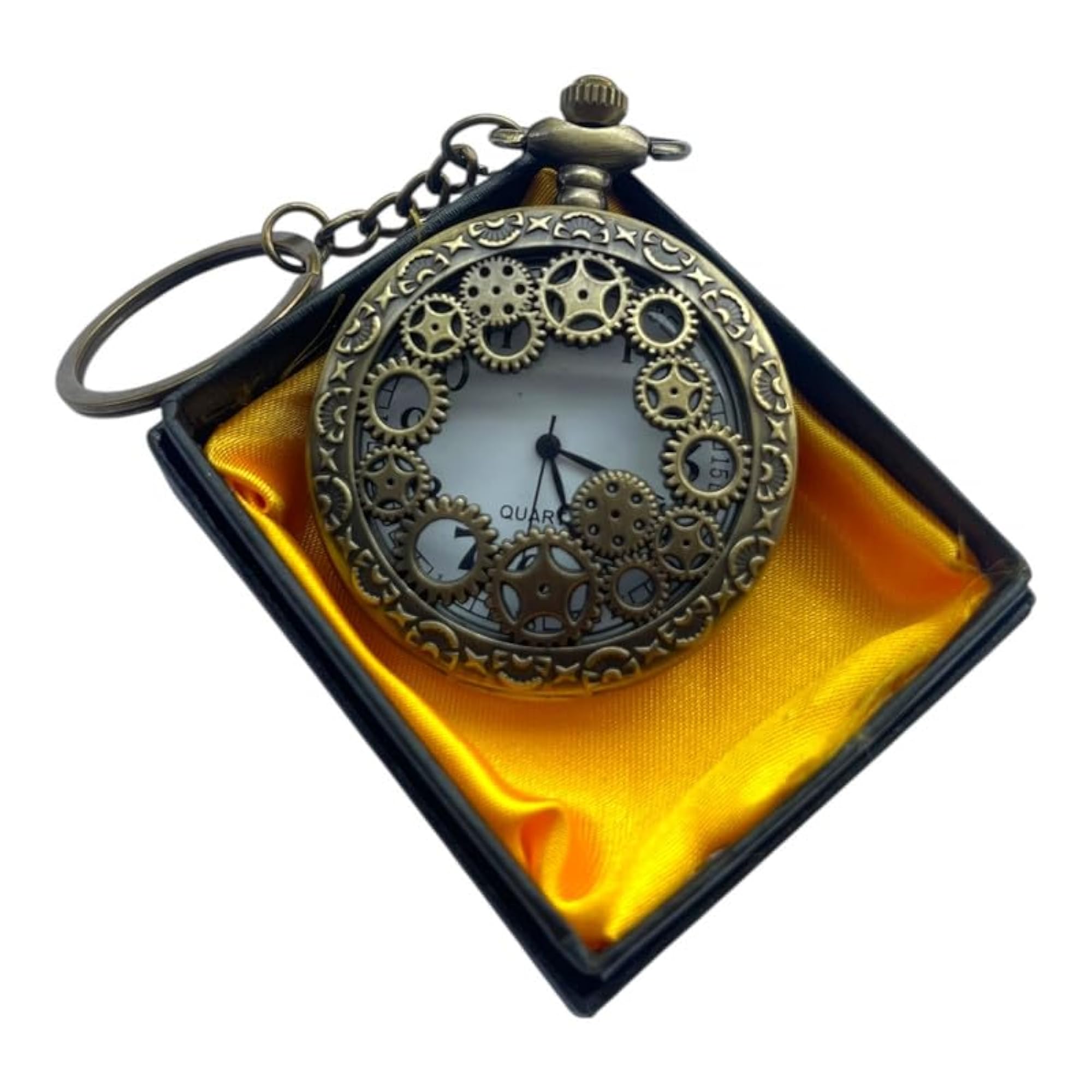 Metallic Keychain Pocket Watch with Box, Gift for Him