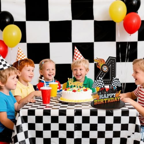 Image of Truck Birthday Number Sign Centerpiece, Truck Wooden Decoration Photo Props for Truck Birthday Decorations (4th)