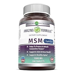 Amazing Formulas OptiMSM 1000mg 200 Tablets Supplement | Non-GMO | Gluten Free | Made in USA