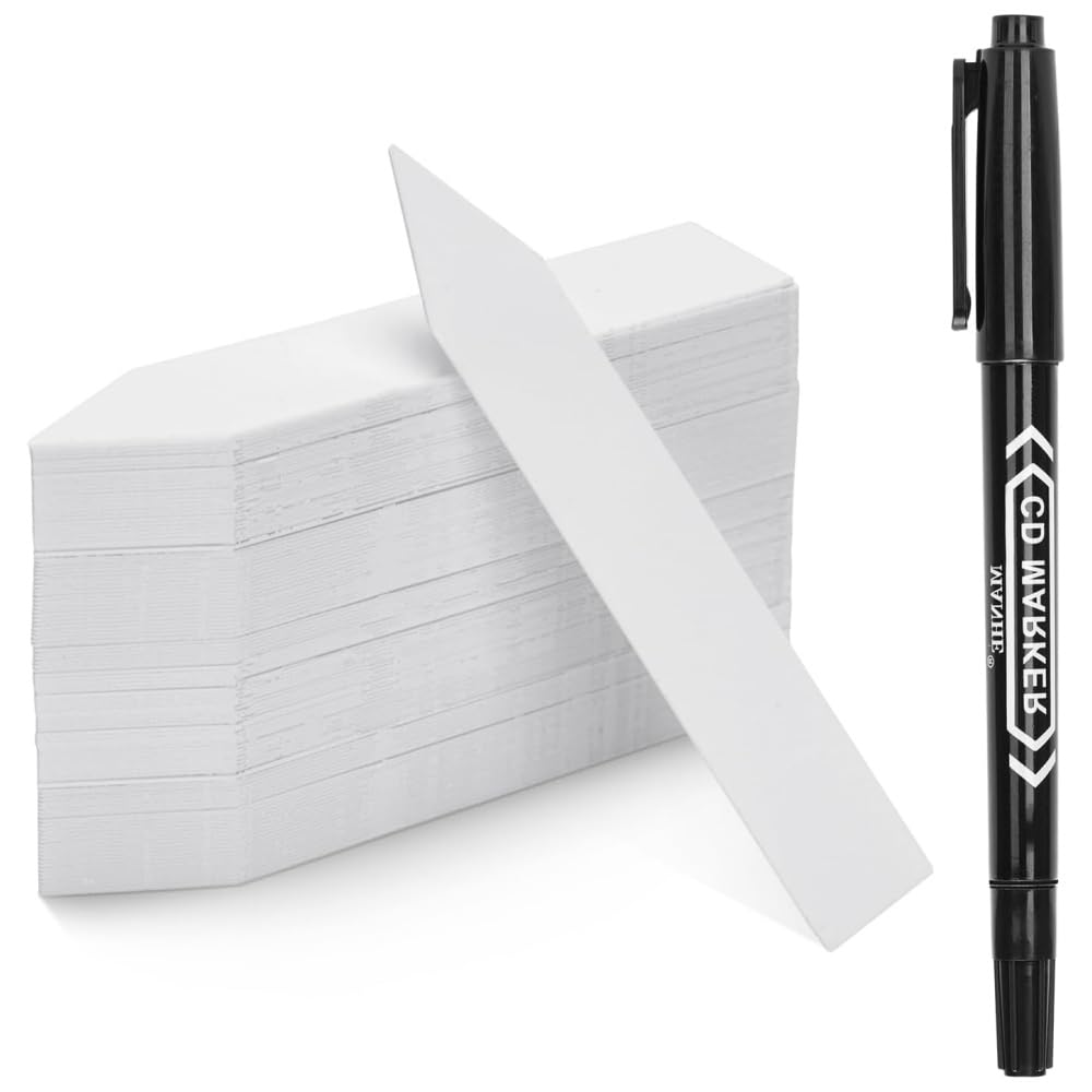 Voarge 200 sztuk tabliczek na rośliny, do opisywania roślin, etykiety, plastikowe, do użytku na zewnątrz, odporne na warunki atmosferyczne, 10 x 2 cm