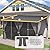 AECOJOY 14'x12' Outdoor Hardtop Metal Gazebo with Curtains and Netting for Patio, Large 12x14 Lean to Heavy Duty Wall Mounted Pergolas and Grill Gazebos Clearance, Patio Steel Roof Awnings for Decks