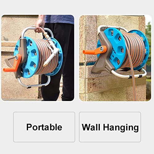Carrete de Manguera portátil, Carrito de Carrete de Manguera de jardín, Carrete de Manguera para Montaje en Pared o Bolsa para Exteriores, Carrete de Almacenamiento de Manguera con Mango y