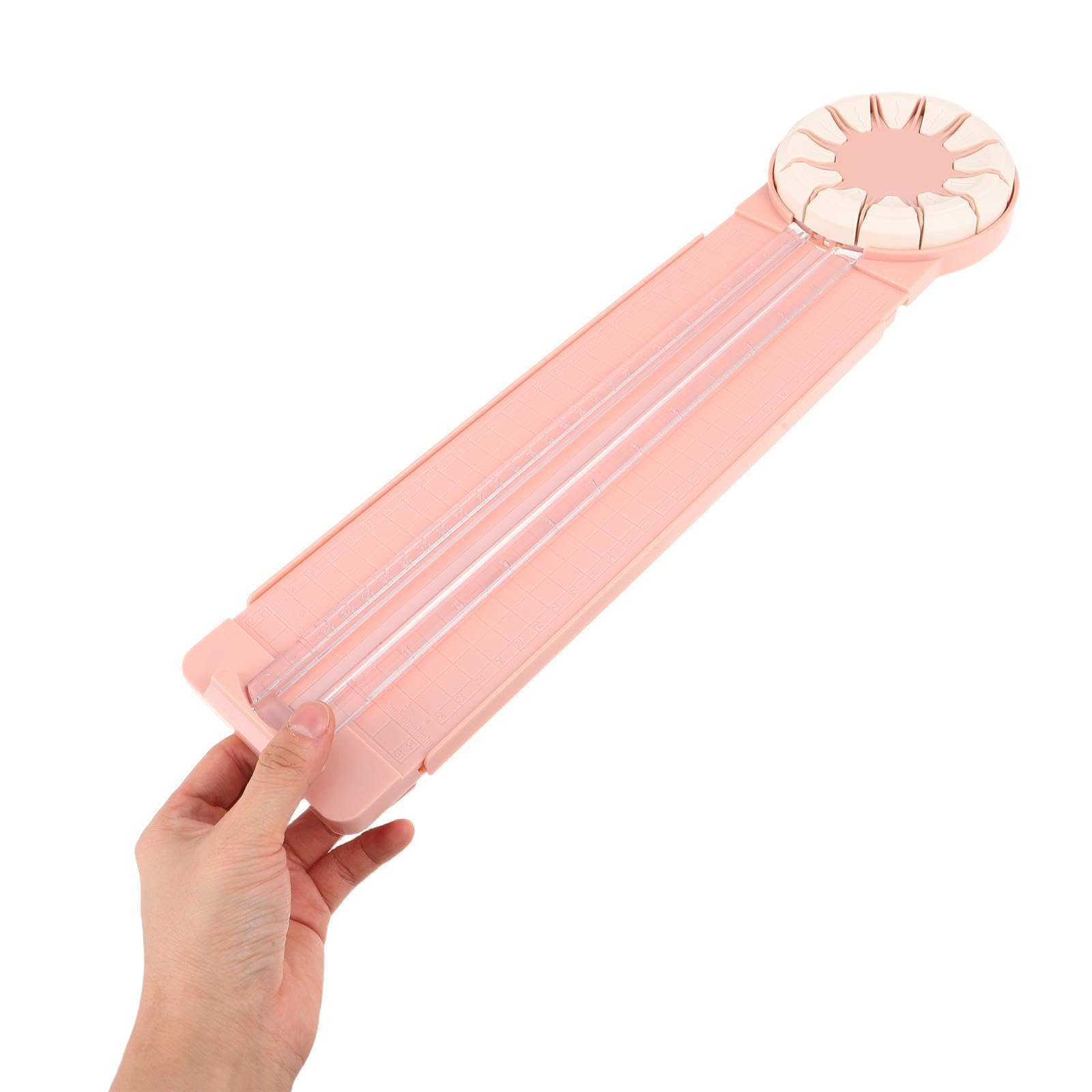 Mikinona Cortador de Papel Recta y Recortadora para Scrapbooking de Plástico Rosa, Diseño de Precisión y Fácil Uso para Journaling y Manualidades, para Oficina y Estudiantes