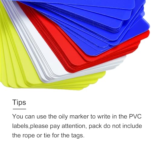 TOP-VIGOR 100 Stück Kunststoff-Versandanhänger, 50 x 90 x 0,25 mm, wasserdichte Hängeetiketten, blanko, Etikettierschilder mit Öse für Produktidentifikation, Ventilmarkierung, Außenmarkierung, weiß,