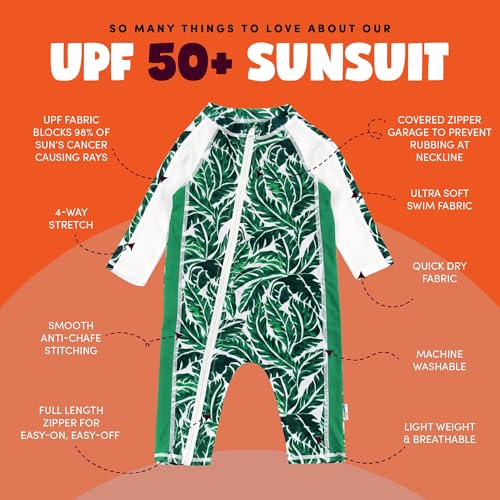 Image of SwimZip UPF50+ Boys Swim Shirt, Long Sleeve One Piece Kids Sunsuit