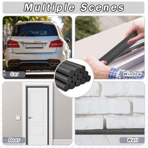 Image of Leyndo 12 Pcs 2 inch x 25.4 inch Long Backer Rod Closed Cell Caulking Filler Rope Concrete Crack Filler Expansion Joint Strips Caulk Saver Foam for Joints Crack Filling(Black)