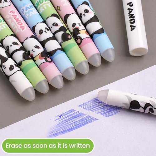 Radierbarer Kugelschreiber, 4 Stück Tintenroller Radierbar mit 20 Nachfüllungen, Cartoon Panda Löschbarer Stift, 0.5mm Erasable Pen Set für Schulsachen Bürobedarf Studenten Notizbuch Planer Journal