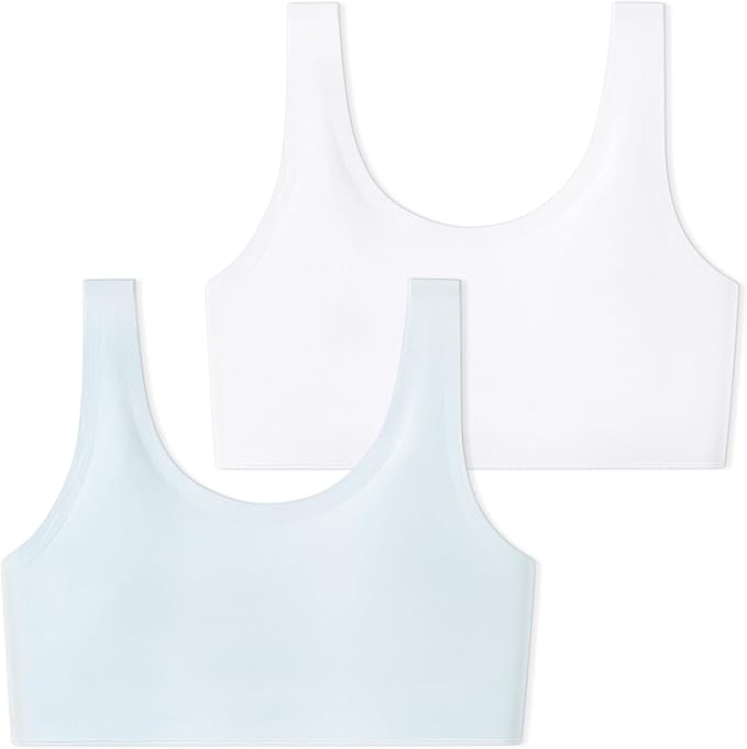 DRMYDRM Training Bras for Girls 8-14 Seamless First Bra Soft Girls Sports Bras Comfortable Bralette with Built-in Pads