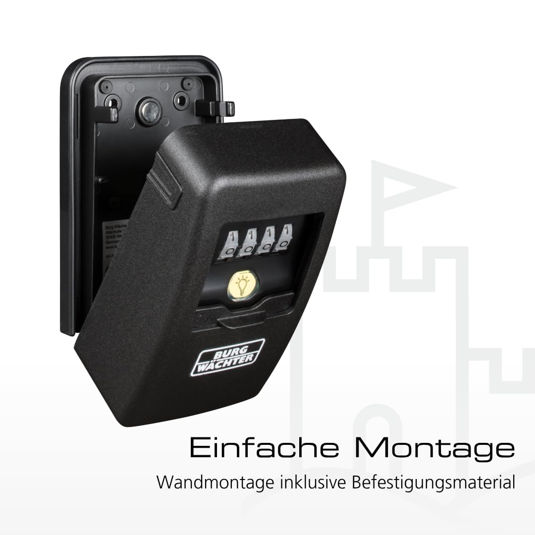 Burg-Wächter Key Safe 60 L SB Schlüsseltresor magnetisch beleuchtet Wandmontage 4-stelliger Zahlencode Schwarz