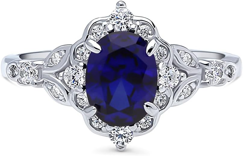 BERRICLE Sterling Silver Halo Wedding Engagement Rings for Women, Oval Cut Cubic Zirconia CZ, 1-3 Piece Sets, Pink/Blue/Clear