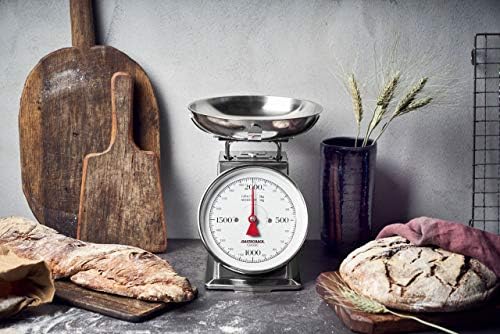 Bild 3 - GASTROBACK Classic Edelstahl Waage 2 KG – Analog & Mechanisch, Ideal für Bäckereien, Küche, Gastronomie – Retro Design, Batterielose Backwaage mit Abnehmbarer Schüssel