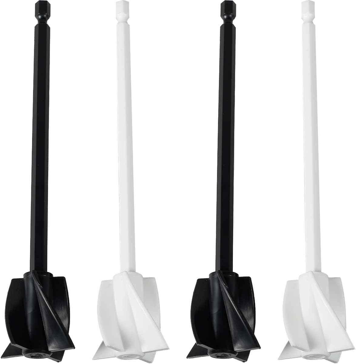Jetcloud Set of 4 Epoxy Mixer Attachment for Any 1/4" Drill Reusable Plastic Paint Mixer Paddle 16.5cm Mixer Drill Attachment Mixing Tool for Mixing Epoxy Resin Oil Paints Latex