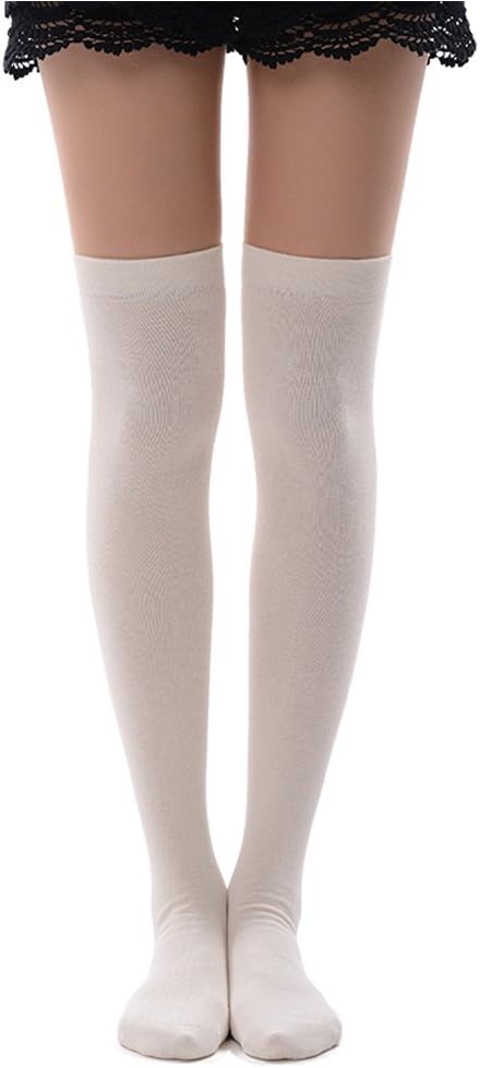 Women Thigh High Socks, Girls Over the Knee High Socks Extra Long Striped Leg Warmers 1 Pair