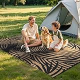 GENIMO Outdoor Teppich Wetterfest 120x180cm Klein, Balkon Teppich Botanisches Blatt Outdoorteppich, Polypropylen Vorzeltteppich Reise, UV-beständig & Beidseitig Nutzbar, Schwarz und Braun