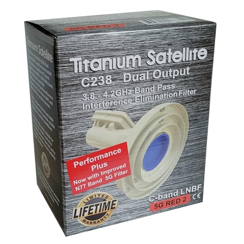 Titanium Satellite C-Band LNBF C238 Performance Plus - Filtro de interferência vermelho de 5 g 3800-