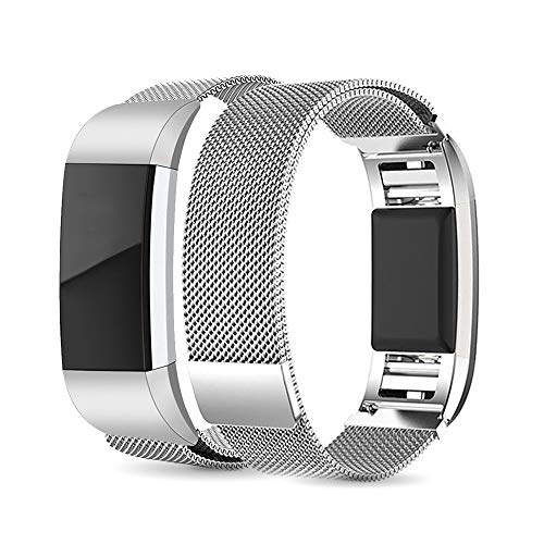 kompatibel Fitbit Charge 3 Armband, Metall Armband, Premium Edelstahl Sport Mit Metall einzigartiger Magnet Schnalle Lock Uhrband kompatibel