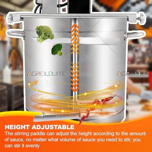 Commercial Electric Food Mixer, Automatic Sauce Stirrer with Adjustable Speed & Liftable Scraper, 20L Capacity for Long Cooking, Multi-Stove Kitchen Appliance