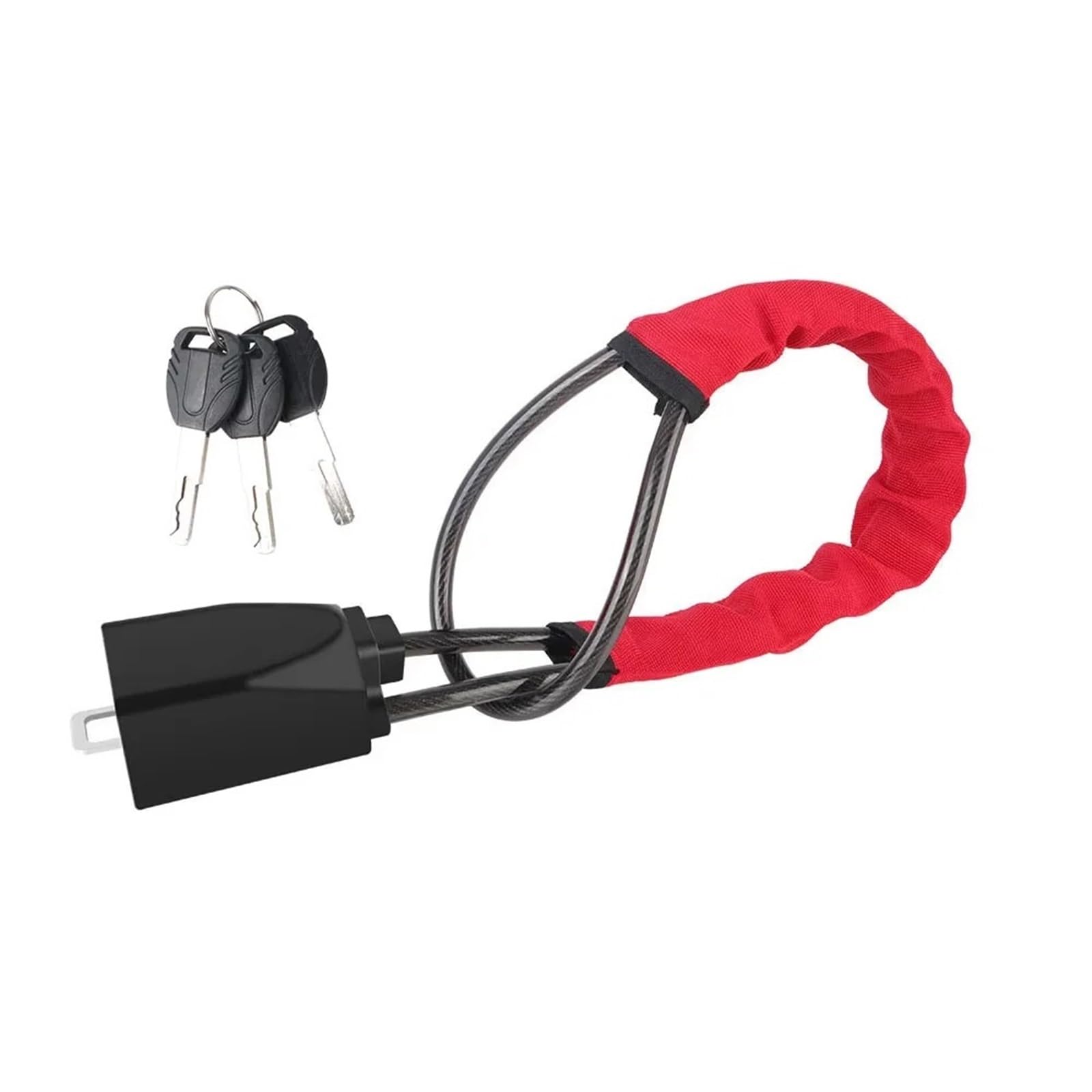 Cvndts Red Steering Wheel Lock Anti-Theft Device For Car Steering Wheel Lock Safety Belt Buckle Steel Cable Wire Rope Mo Seat Belt Lock(Red)