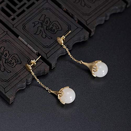 Boucles d'oreilles s925 en argent fin et boule de néphrite - 4