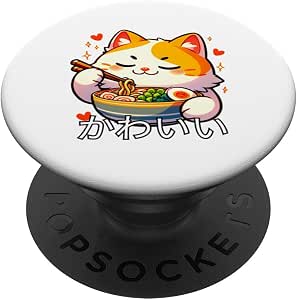 PopSockets Kawaii Ramen Lucky Cat Maneki Neko - Grip Téléphone Adhésif Otaku Anime Manga