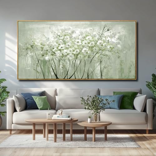Abstract Landscape Wall Art with Wood Frame Living Room Decor 29x58 Inch