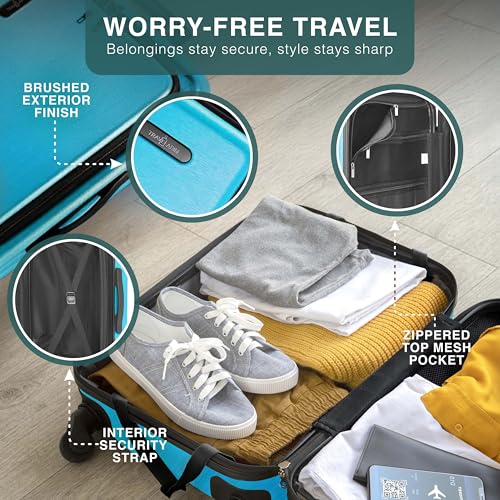 Image of Luggage Sets 2 Piece, 24 Inch Suitcase and 28 Inch Luggage with Spinner Wheels, Durable Hard Shell Suitcase Set, Expandable Travel Suitcases with Wheels, Teal