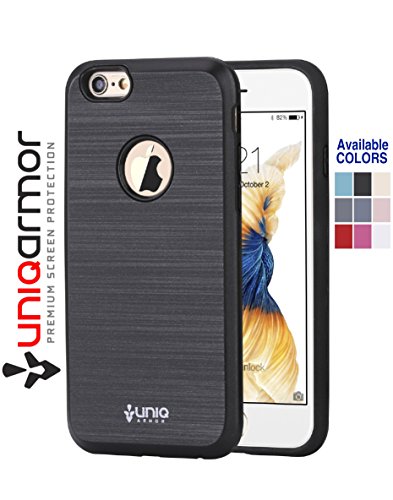iPhone 6 Case, iPhone 6s Case, 5.5 Inch Case for iPhone 6 Plus - UniqArmor Shock Absorbing iPhone 6 & iPhone 6S Case, Brushed Aluminum - Black iPhone 6 Case