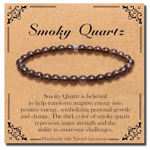 BONNY BOXX Natural Stretch Healing Gemstone Bracelet 4/6/8mm Semi Precious Stone Bracelet for Men Women Stress Relief Crystal Jewelry