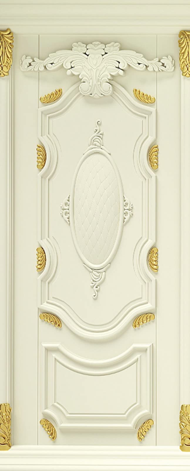 A.Monamour Adesivo Porta Autoadesiva Classica Porta In Legno Bianco Con Rilievi Dorati Vinile PVC Adesivi per Porte Interne 3D Pellicola Adesiva Poster Sticker Murale Parete Carta da Parati