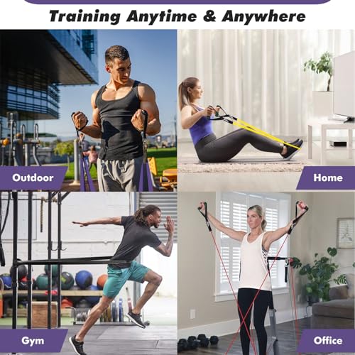 PUWOWYE Gomas Elasticas Musculacion, 4 Niveles Diferentes de Bandas Elasticas Musculacion Cintas Elasticas Musculacion para Fitness/Yoga/Entrenamiento de Fuerza para Hombres Mujeres - imagen 7