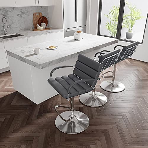 Zuri Furniture Ego Adjustable Height Swivel Bar Stool With Chrome Base - Slate #TOP2