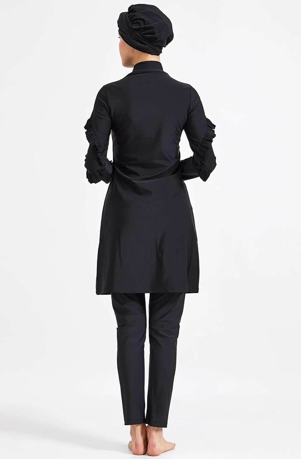 控えめなイスラム教徒の水着 女性 イスラム教徒 ブラック 水着 フルカバー ヒジャブ ブルキニ ラッシュガード セット 長袖 水着