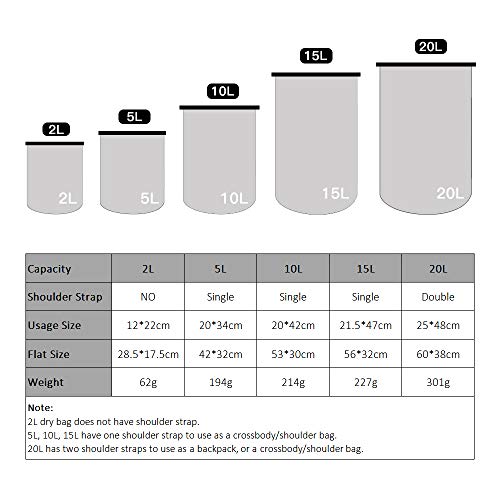 Sunbaca 2L / 5L / 10L / 15L / 20L Dobrável À Prova D 'Água PVC Saco Seco Mochila para Natação Rafti