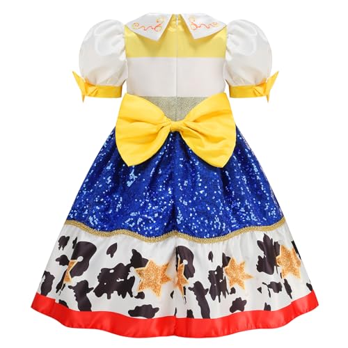 Disfraz de vaquera para niña con vestido de lentejuelas y sombrero miniatura 5