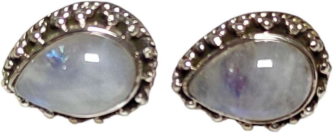 Rainbow Moonstone Stud Earrings, Rainbow Moonstone 925 Silver Earring