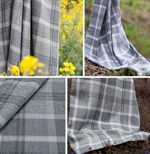 Always4U Grey Plaid Tartan Curtains Highland Woolen Look Check Modern Classic Window Treatment Curtain/Drapes For Living Room 2 Panels Gray 54 * 84 Inches #TOP6