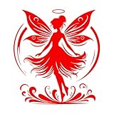 silhouette de fée enchantée dans le style de la Fée Clochette 67.2x73.8cm Stickers pour vitres Rouge