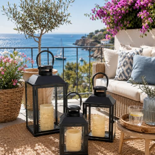 Mojawo 3er Set Gartenlaterne Windlicht Laterne Laternen Metalllaterne Set...