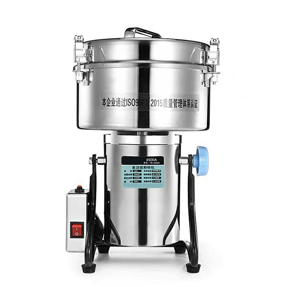 MI-JIXIA 4500G Commercial Electric Grain Grinder Mill Stainless Steel Powder Machine Mill Grinder Grind Grain, Roots, Flour, Kernel, E-Gelation, Olibanum, Milk Vetch 4500W 220V