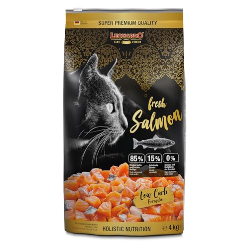 LEONARDO Fresh Salmon & Poultry [4kg] Katzenfutter | Trockenfutter mit 85% Frischfleisch für Katzen | Alleinfuttermittel für ausgewachsene Katzen Aller Rassen ab 1 Jahr