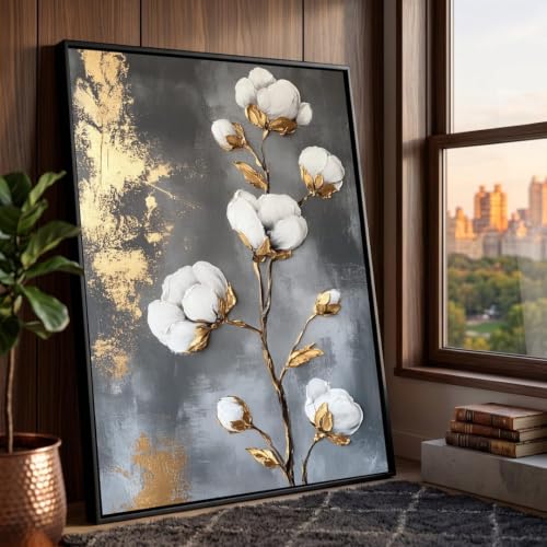 Toile fleurs de magnolia blanches : l'art mural pour mur vide