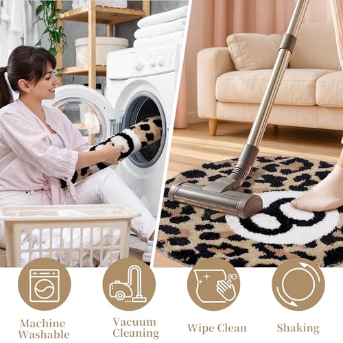 Tapete redondo estampado 32" pelo sintético suave miniatura 7
