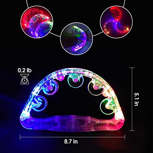 Led Tambourine - Musical Flashing Handheld Percussion Instruments For Adults - Light Up Tambourine With Batteries Included (Green) #TOP6