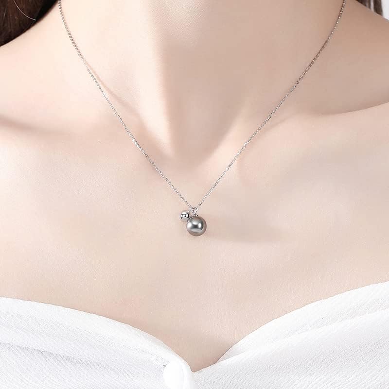 14K Gold Tahitian Pearl Pendant Necklace for Women,Dainty Single Black Pearl Gold Chain Choker Necklace,Fashion Christmas Jewelry Gift for Her - Image 3