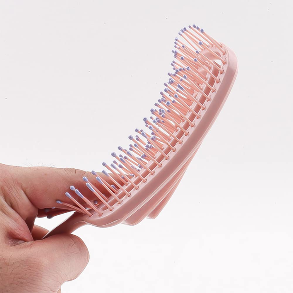 Cepillo para desenredar el cabello, curvado y ventilado para un secado más rápido, peinar el cabello grueso, rizado o fino, cepillo de ventilación profesional para mujeres, hombres o niños (oro rosa)