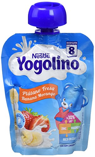 Nestlé Iogolino - Alimento infantil Puré de Plátano y Fresa - 90 gr - [Pack de 8]