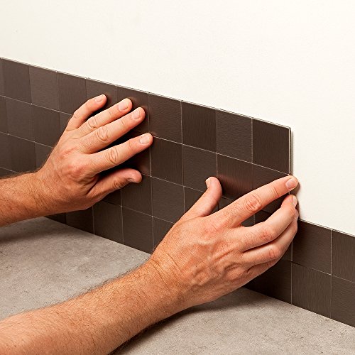 Aspect Peel and Stick Backsplash 12in x 4in Square Stainless Matted Metal Tile for Kitchen and Bathrooms (3-Pack) - Thumbnail 6
